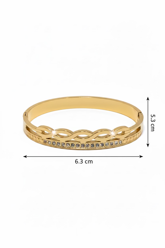 Gold-Plated Infinity Crystal Bangle | Stainless Steel Jewelry