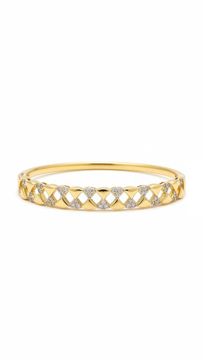 Anti-Tarnish Crystal Lattice Bangle Bracelet | Elegant Geometric Stainless Steel Jewelry - rykardia