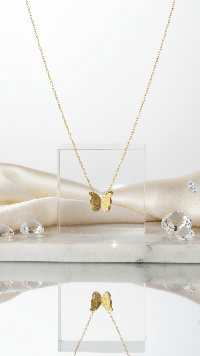 Gold Butterfly Pendant Necklace | Anti-Tarnish Minimalist Jewelry - rykardia