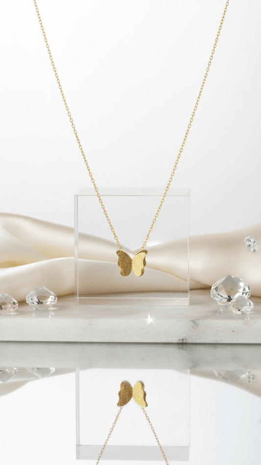 Gold Butterfly Pendant Necklace | Anti-Tarnish Minimalist Jewelry - rykardia
