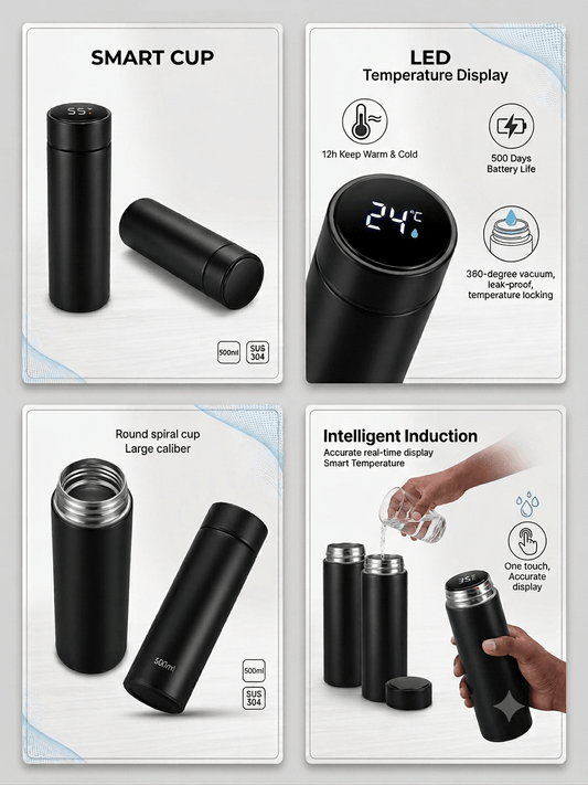 Premium Smart LED Temperature Display Vacuum Insulated Flask (500ml) - rykardia