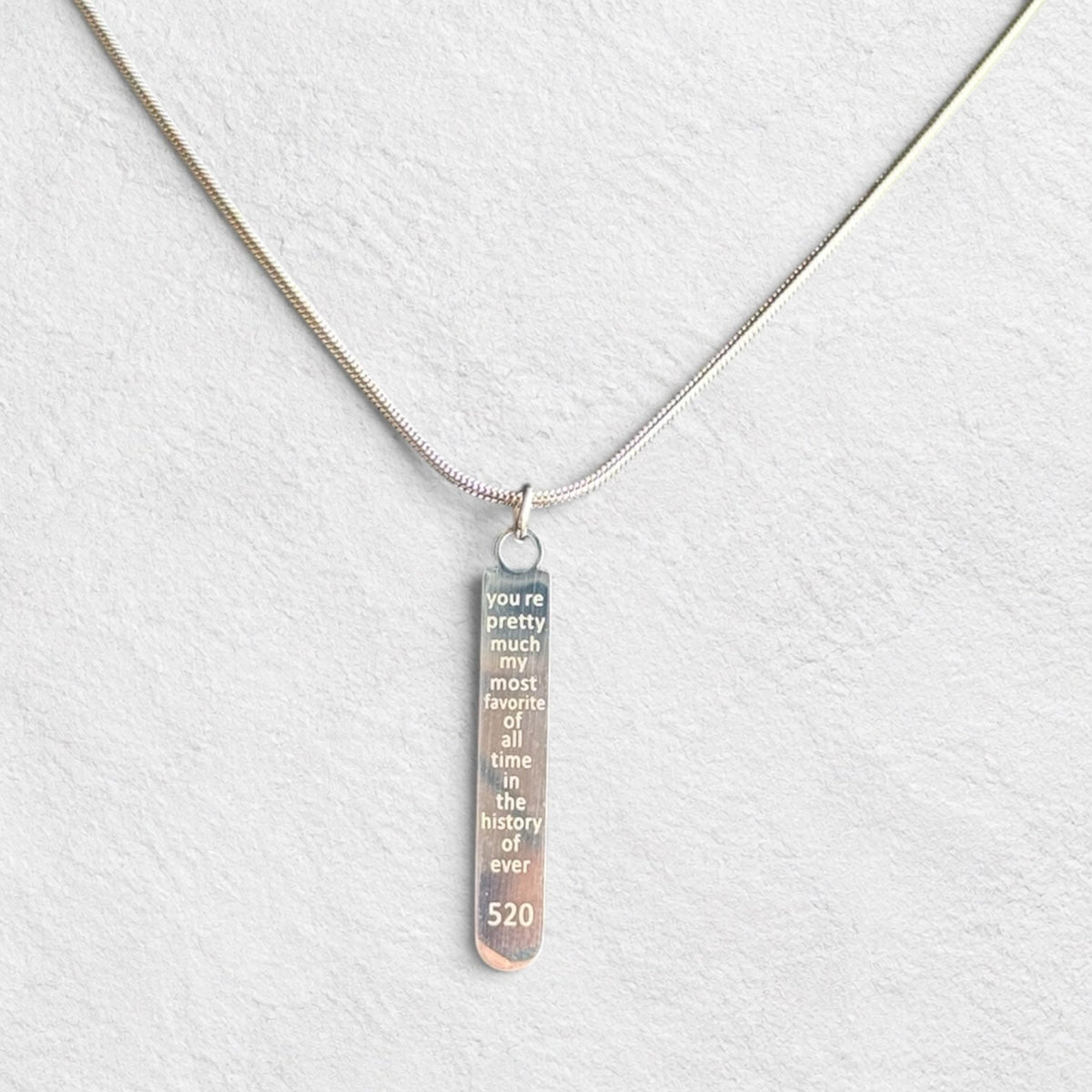 Sentimental Engraved Vertical Bar Pendant Necklace 1032 - rykardia