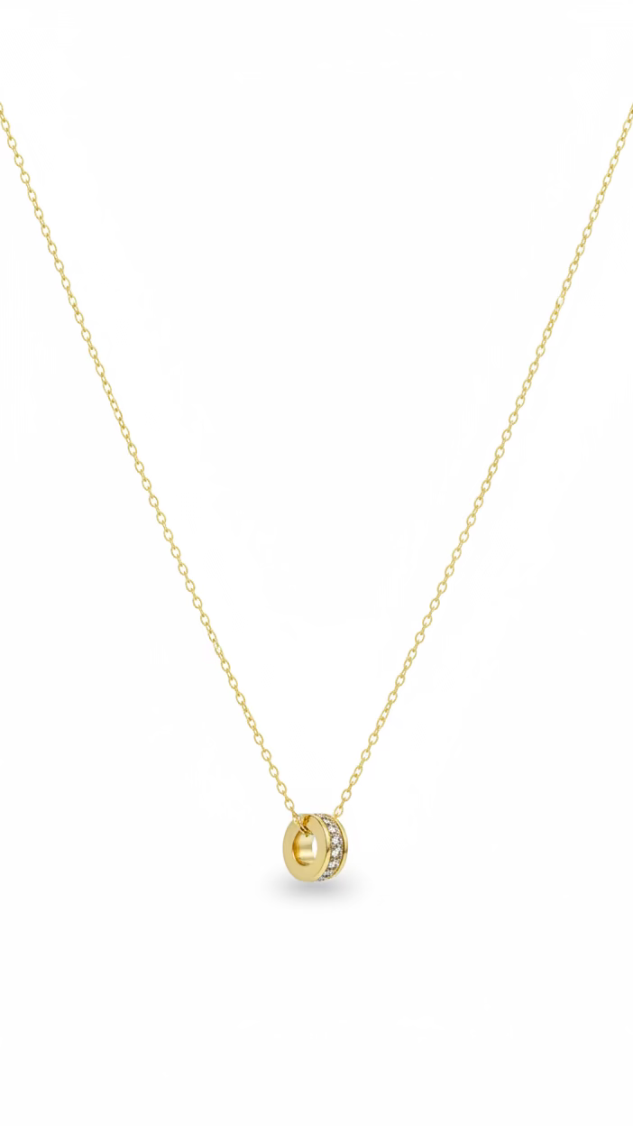 Anti-Tarnish Crystal Ring Pendant Necklace | Minimalist Geometric Jewelry
