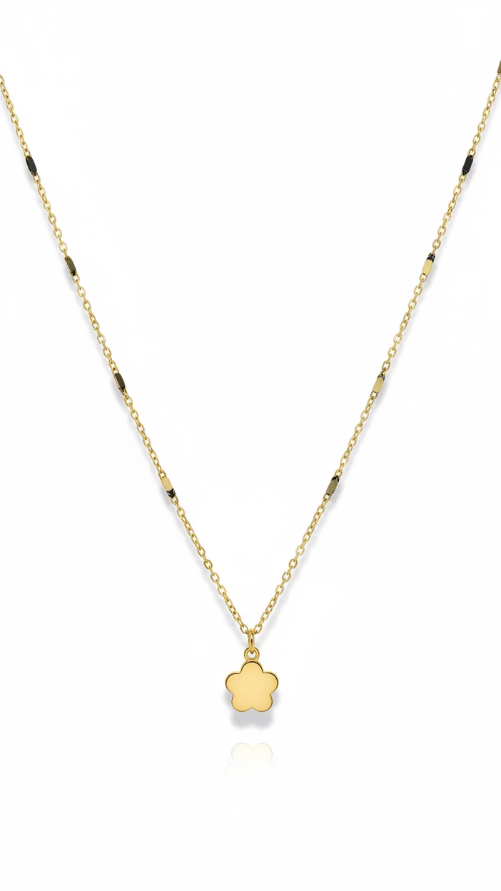 Anti-Tarnish Dainty Flower Pendant Necklace | Minimalist Station Chain Jewelry