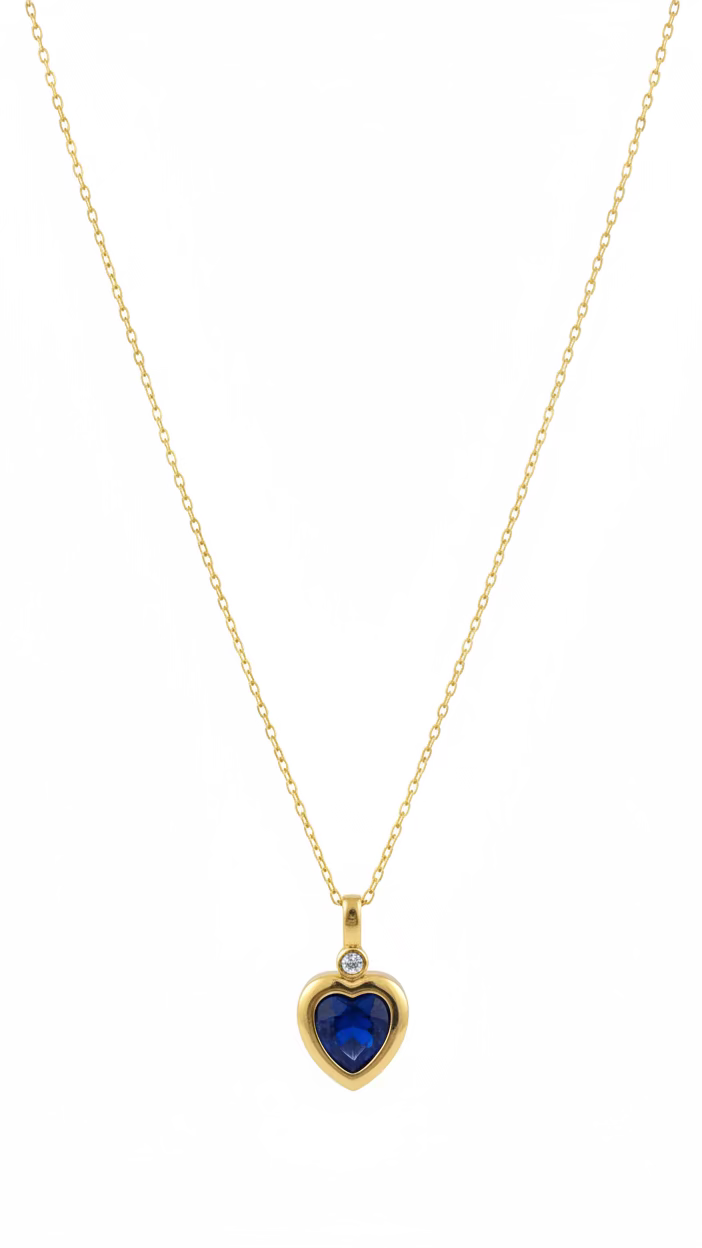 Blue Heart Pendant Necklace
