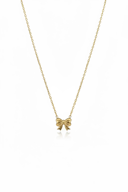 Dainty Bow Pendant Necklace | Minimalist Ribbon Charm Jewelry | Anti-Tarnish Stainless Steel