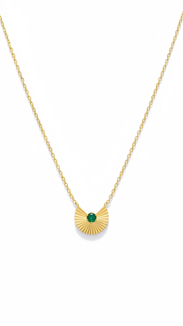 Gold Fan Pendant Necklace | Anti-Tarnish Stainless Steel Jewelry