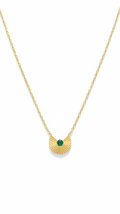 Gold Fan Pendant Necklace | Anti-Tarnish Stainless Steel Jewelry