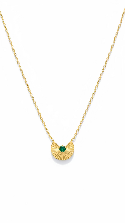 Gold Fan Pendant Necklace | Anti-Tarnish Stainless Steel Jewelry