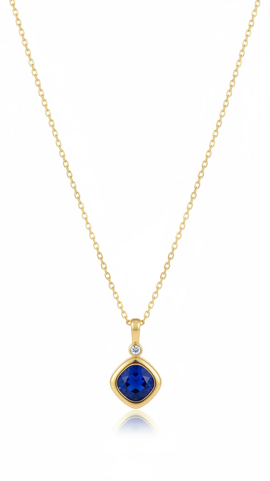Gold Sapphire Pendant Necklace | Anti-Tarnish Minimalist Jewelry