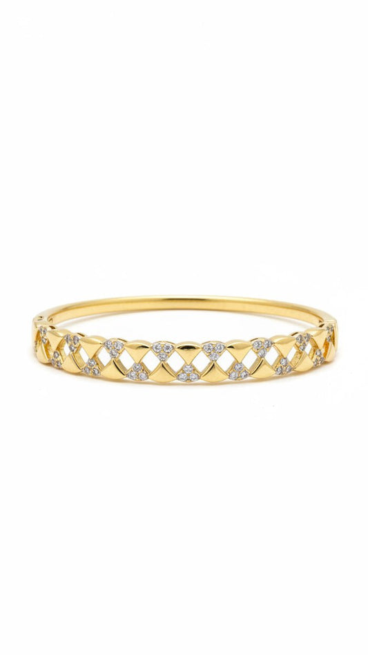 Anti-Tarnish Crystal Lattice Bangle Bracelet | Elegant Geometric Stainless Steel Jewelry - rykardia