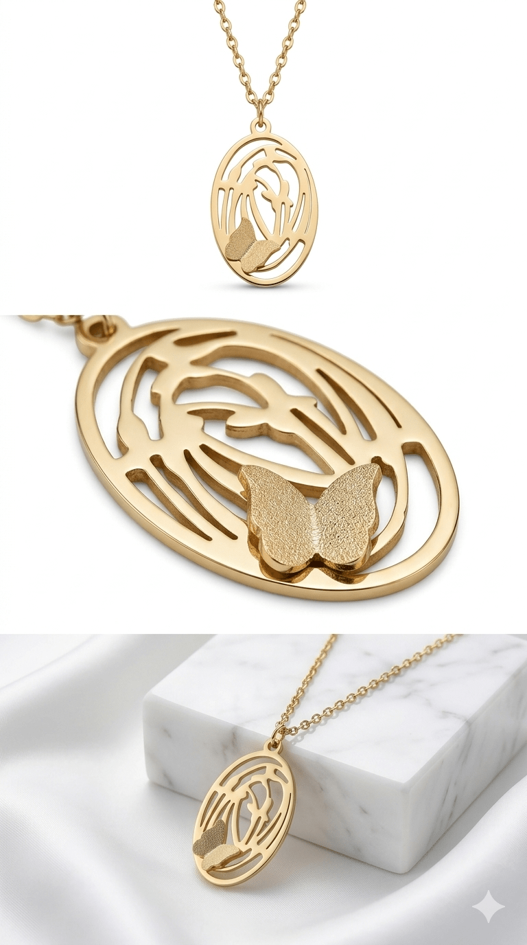 Anti-Tarnish Gold Butterfly Pendant Necklace - rykardia
