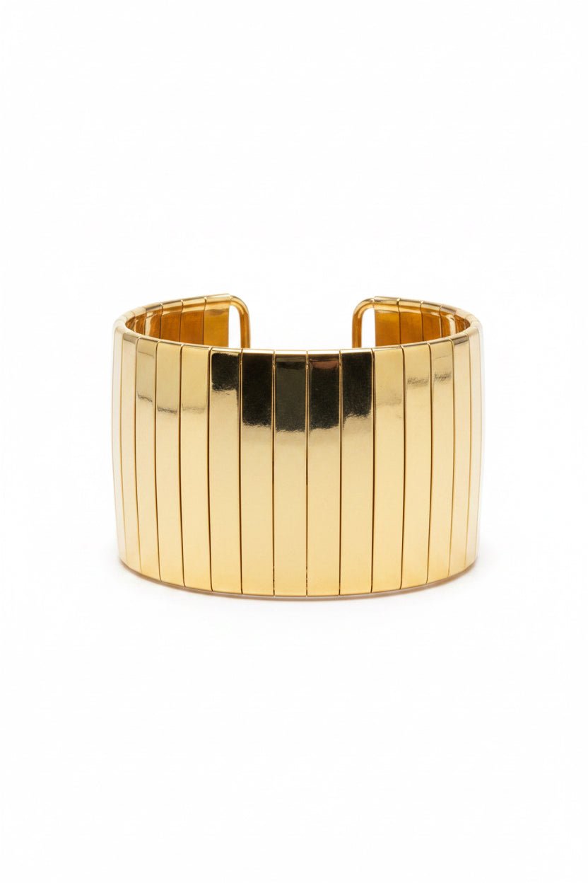 Anti-Tarnish Wide Vertical Bar Cuff Bracelet | Minimalist Statement Jewelry - rykardia