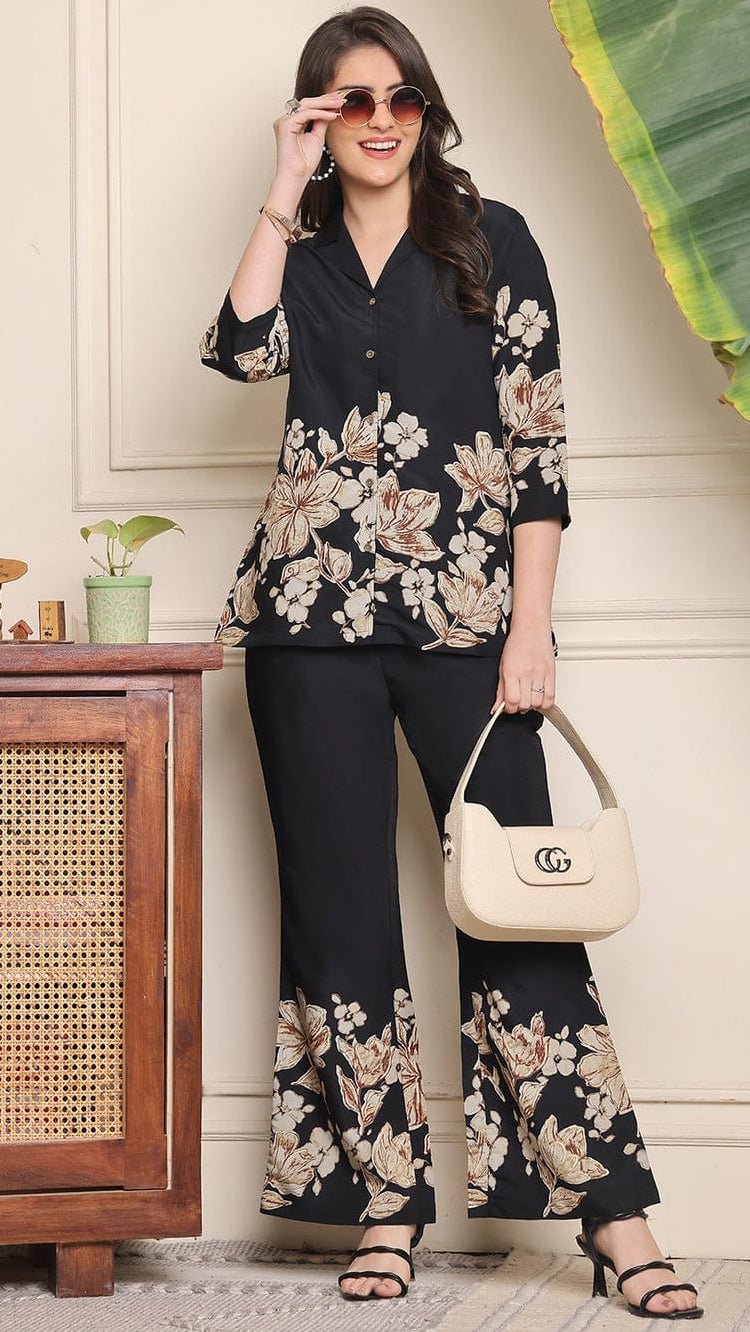 Cotton 60*60 Collar Co - ord Set with Bell - Bottoms - rykardia