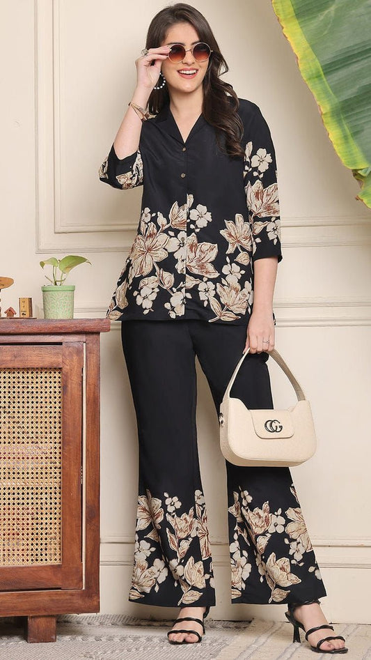 Cotton 60*60 Collar Co - ord Set with Bell - Bottoms - rykardia