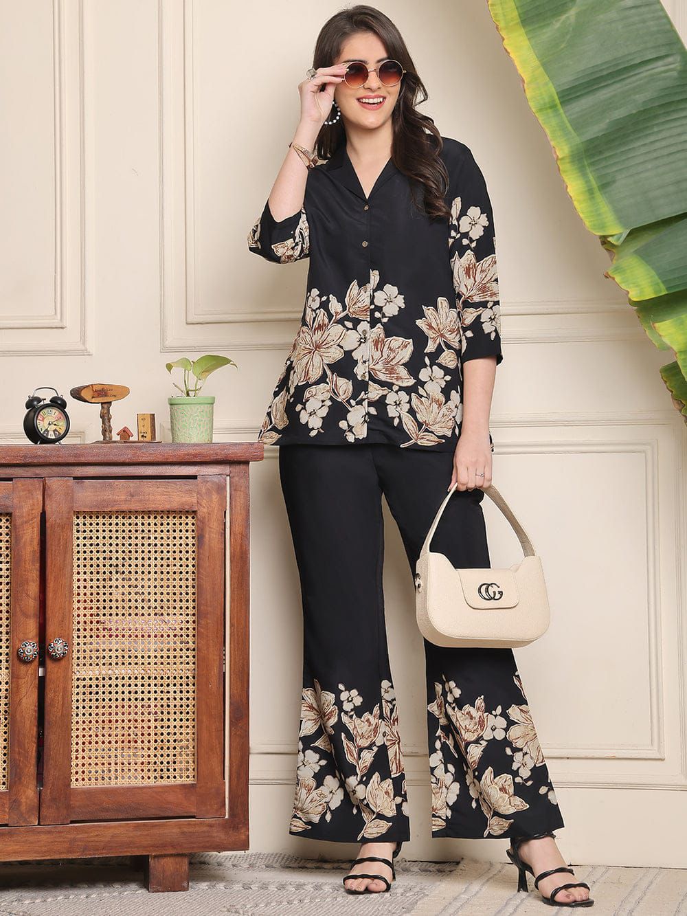 Cotton 60*60 Collar Co - ord Set with Bell - Bottoms - rykardia