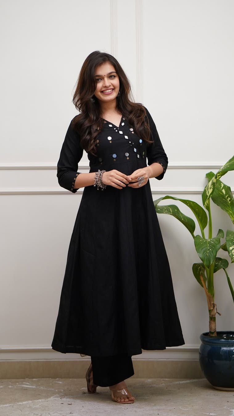 Elegant Cotton Mirror - Work Kurti & Pant Set - rykardia