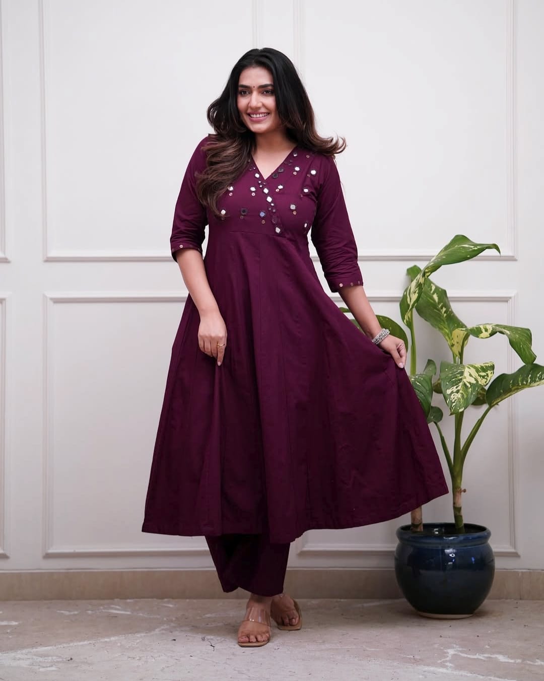 Elegant Cotton Mirror - Work Kurti & Pant Set - rykardia