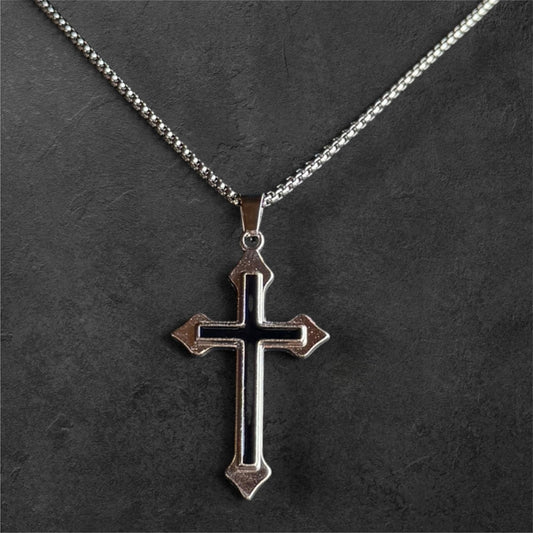 Elegant Stainless Steel Cross Pendant Necklace for Men - rykardia
