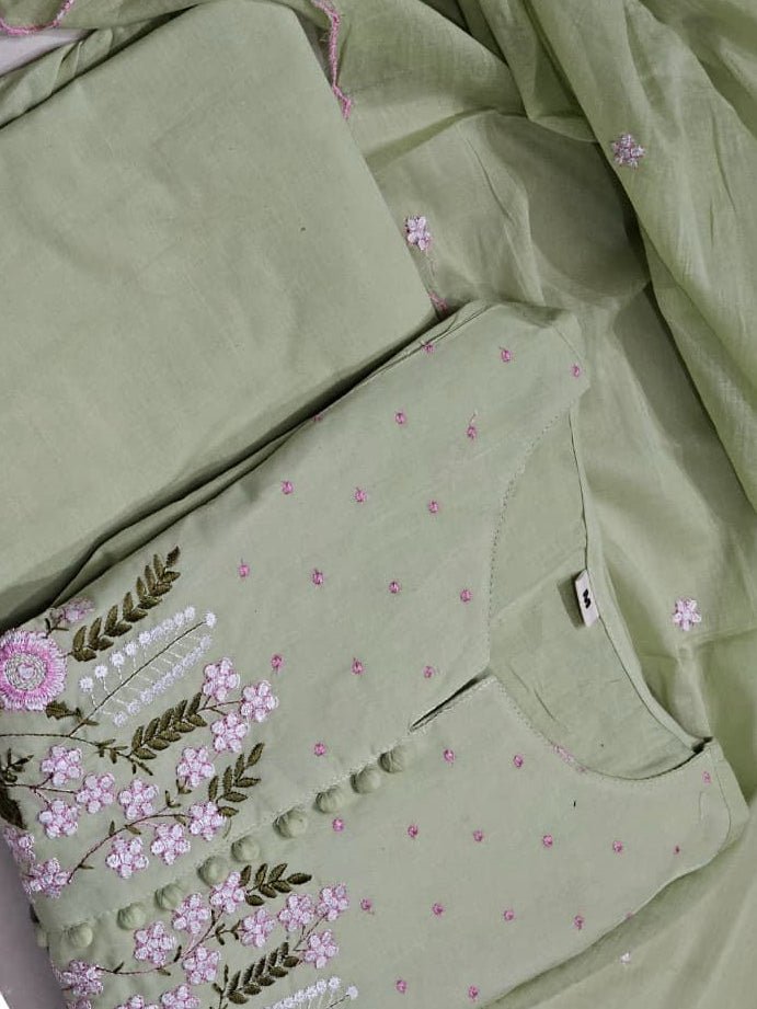 Embroidered Cotton Anarkali Set with Scalloped Dupatta - rykardia