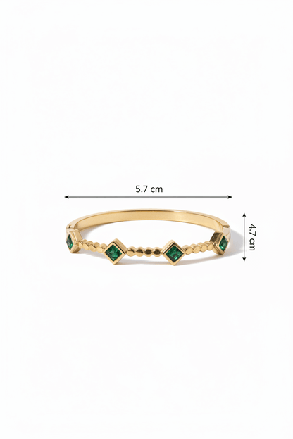 Emerald Square Station Bangle Bracelet - Gold Plated Stainless Steel - rykardia