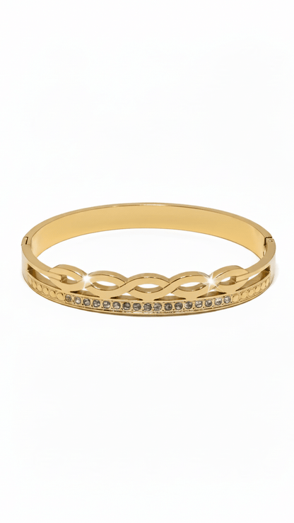Gold-Plated Infinity Crystal Bangle | Stainless Steel Jewelry - rykardia