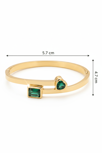 Gold-Plated Stainless Steel Minimalist Bangle with Gemstone Accents - rykardia