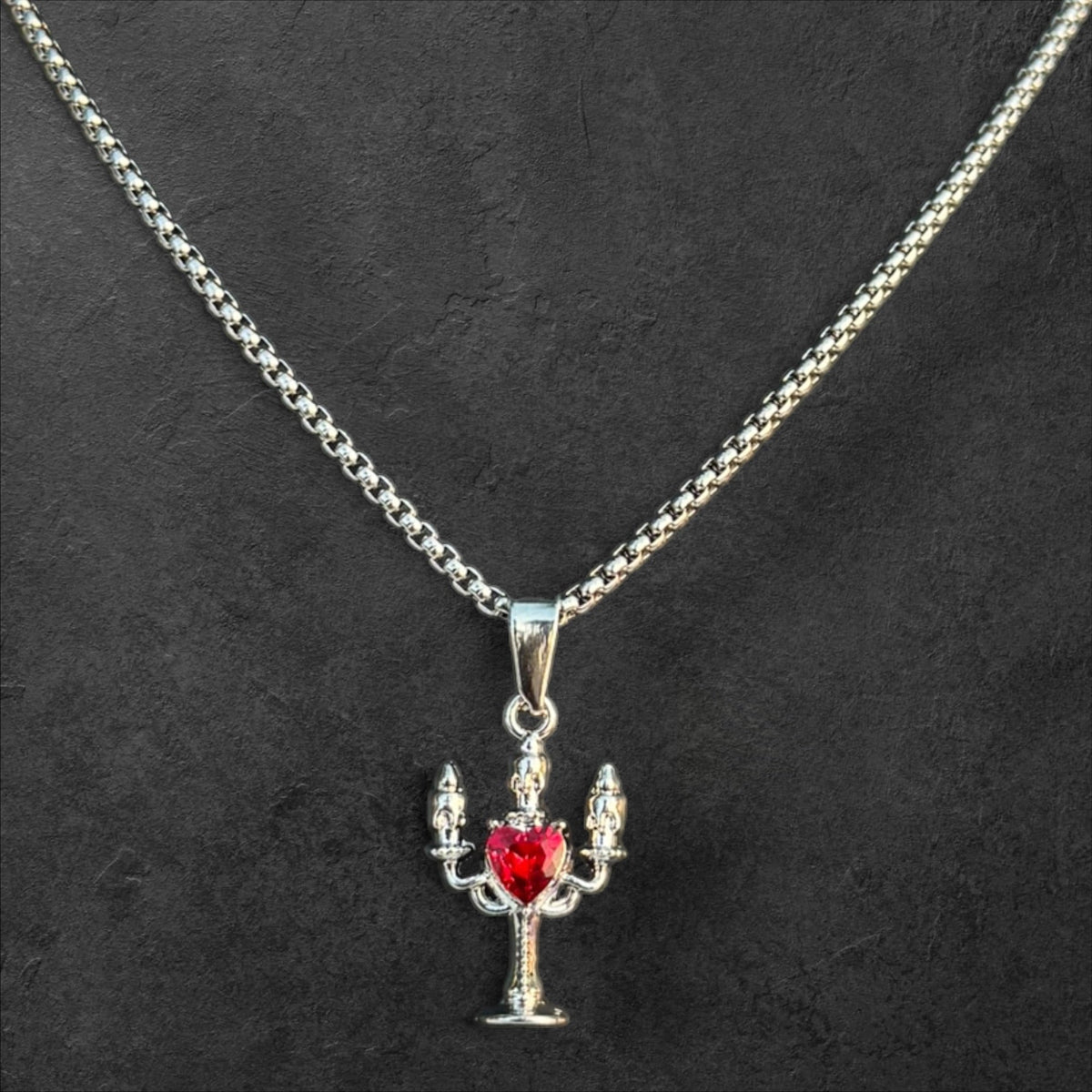 Gothic Candelabra Heart Pendant Necklace - rykardia
