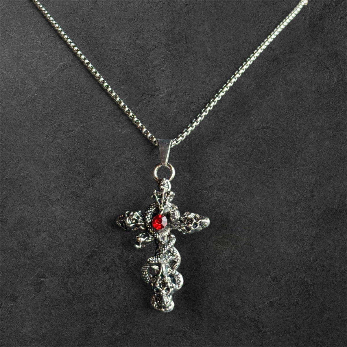 Intricate Dragon Wrapped Cross Pendant Necklace - rykardia