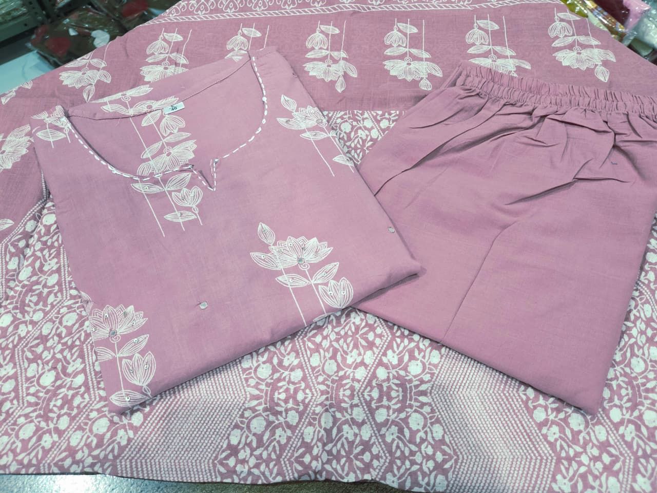 Premium Discharge Print Cotton Set with Handcrafted Details - rykardia