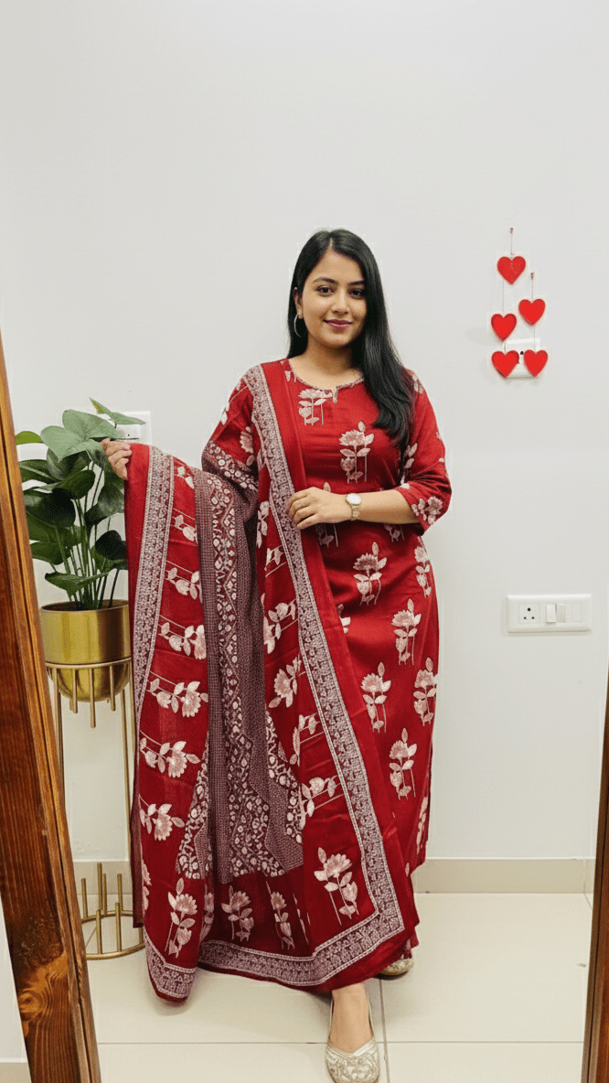 Premium Discharge Print Cotton Set with Handcrafted Details - rykardia