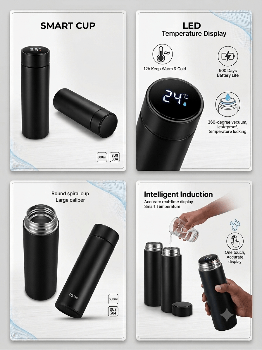 Premium Smart LED Temperature Display Vacuum Insulated Flask (500ml) - rykardia