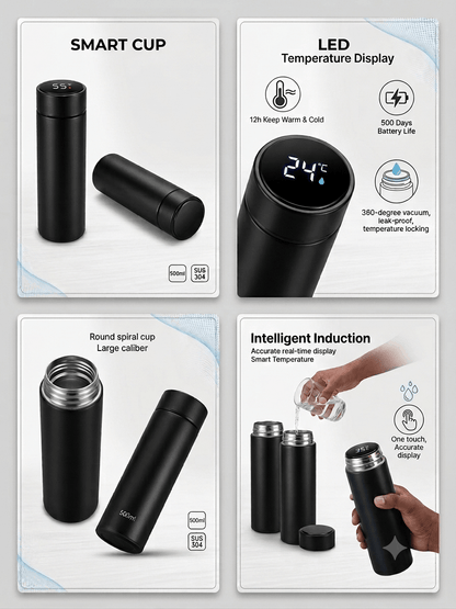 Premium Smart LED Temperature Display Vacuum Insulated Flask (500ml) - rykardia