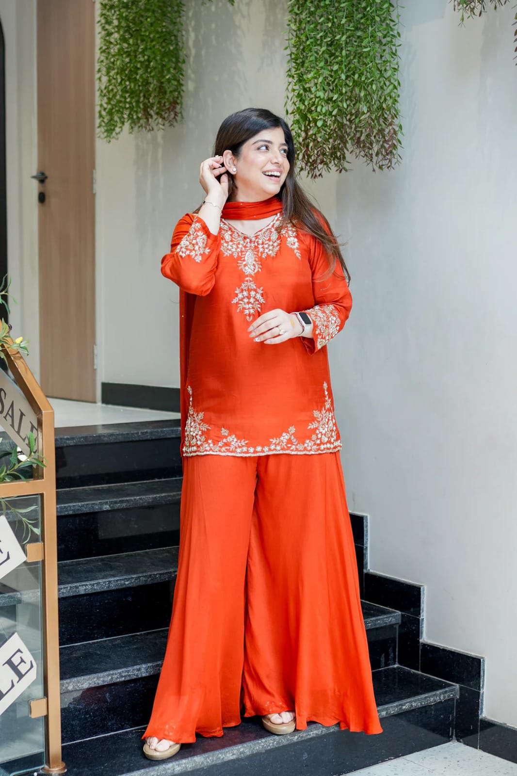 Royal Handwork Mul Chanderi Kurta & Plazzo Set with Chiffon Dupatta - rykardia