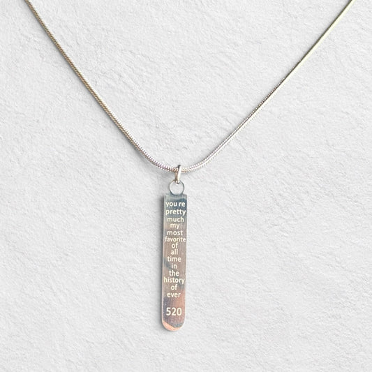 Sentimental Engraved Vertical Bar Pendant Necklace 1032 - rykardia